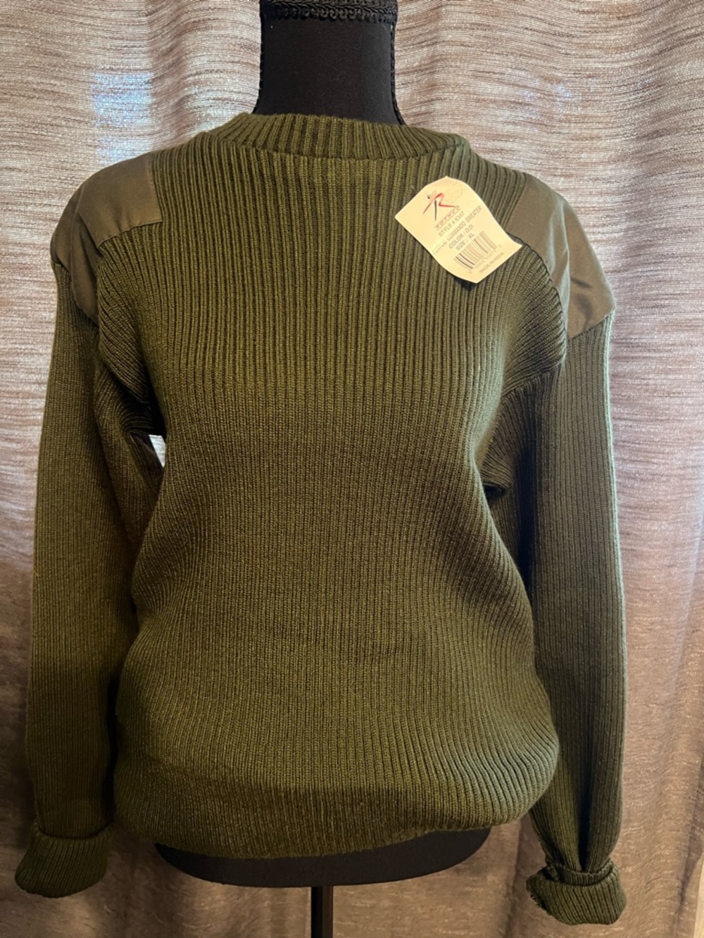 Rothco Olive Green Ribbed Crewneck Sweater